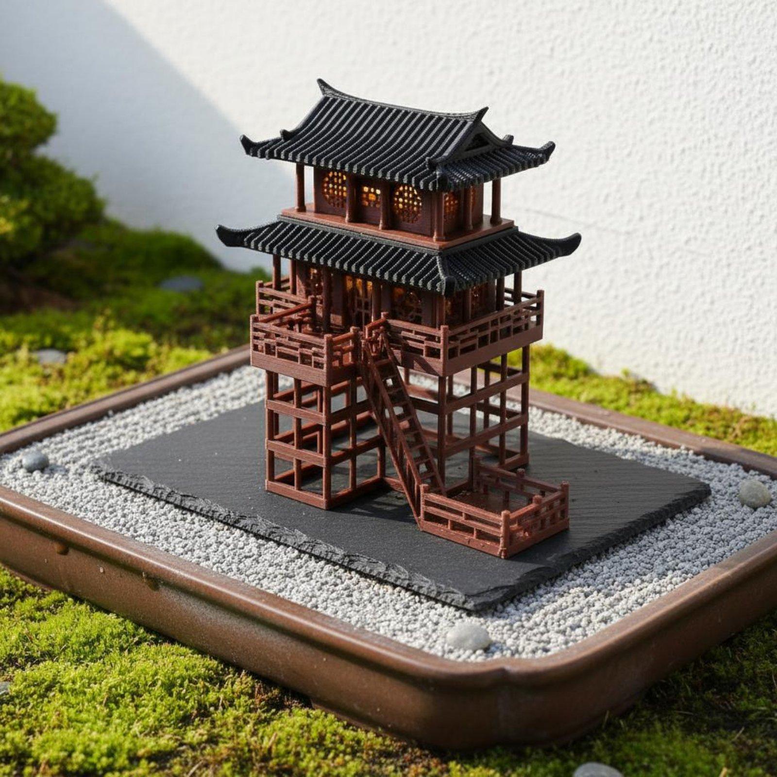 Bonsai Garden House - Pagoda Plastik Mini untuk Meja Rumah,