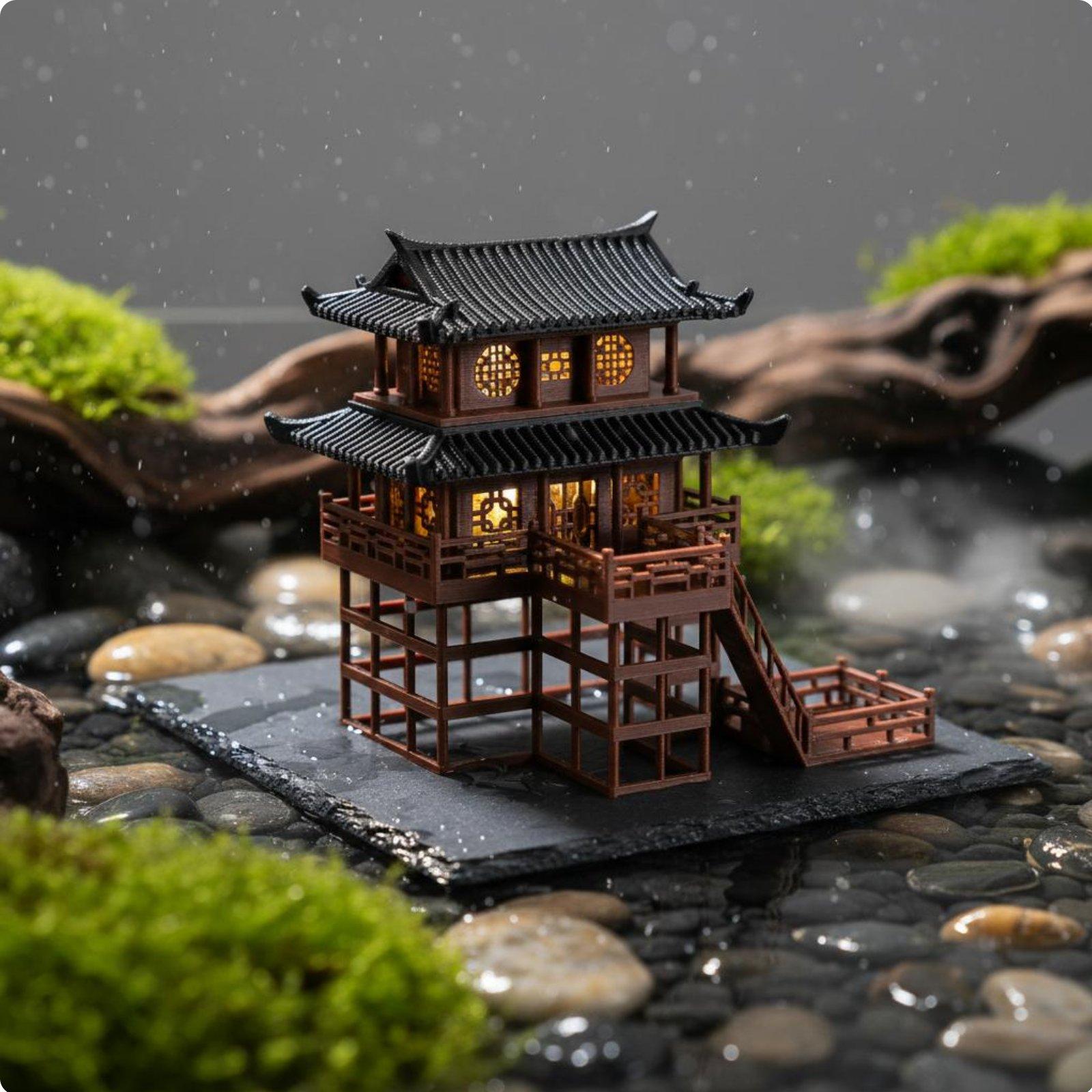 Pagoda Plastik Mini untuk Meja - Bonsai Garden House ulasan dan harga